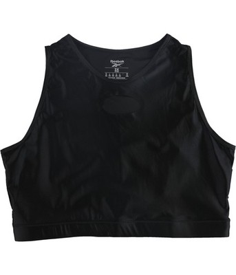 Reebok Womens Studio High Performance Crop Tank Top, Black, Plus Size, 2X/18-20W