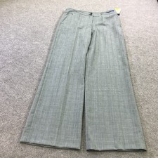 Pendleton Pants Womens 12 Gray Plaid 100 Virgin Wool Wide Leg Dress 521410-19