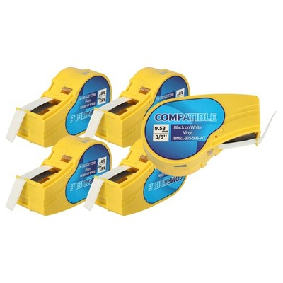 5x Schriftband für Brady BMP21-PLUS ID PAL LABPAL Schwarz/Weiß Vinyl 9,35mm 6,4m