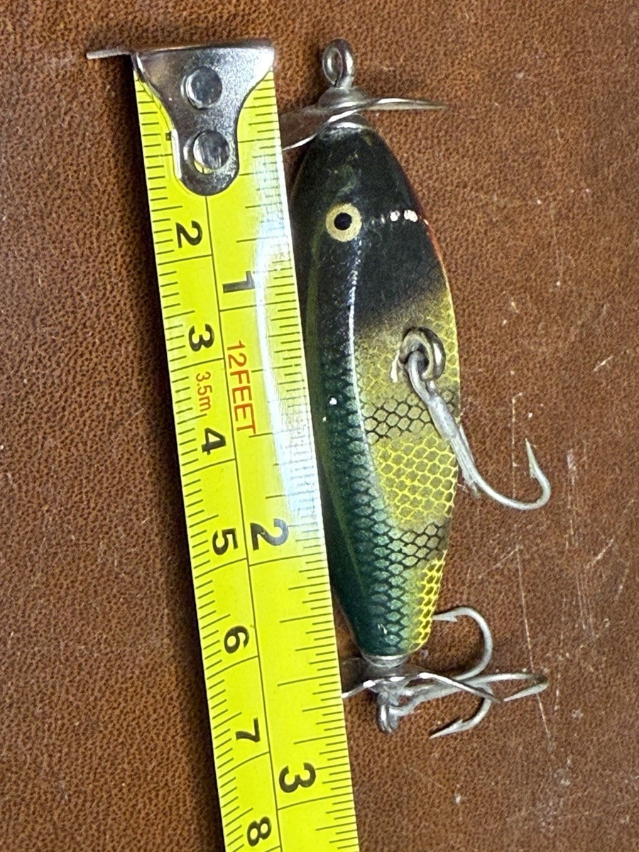 Vintage Shakespeare Injured Minnow Wooden Fishing Lure w/ Dual