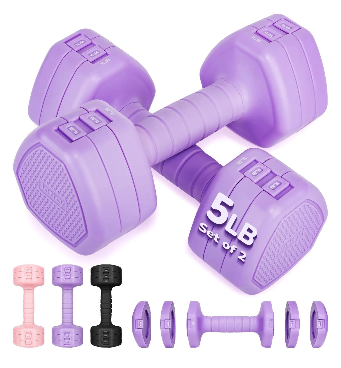 Adjustable Dumbbell Set of 2, 10LBS Hand Weights for Men 3-in-1 Weight Dumbbe...