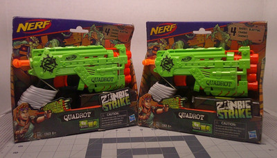 Lot Of 2 Nerf Zombie Strike Quadrot Gun Blasters Elite Darts 4 Barrel Nerf Guns