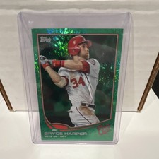 Topps Bryce Harper Washington Nationals #369 2013 Rookie Green Parallel Card. rookie card picture