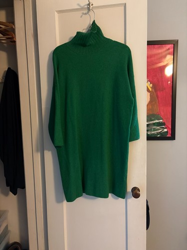 Pomander Place Sweater Dress Womens M Green Knit Turtleneck Half Sleeve Shift