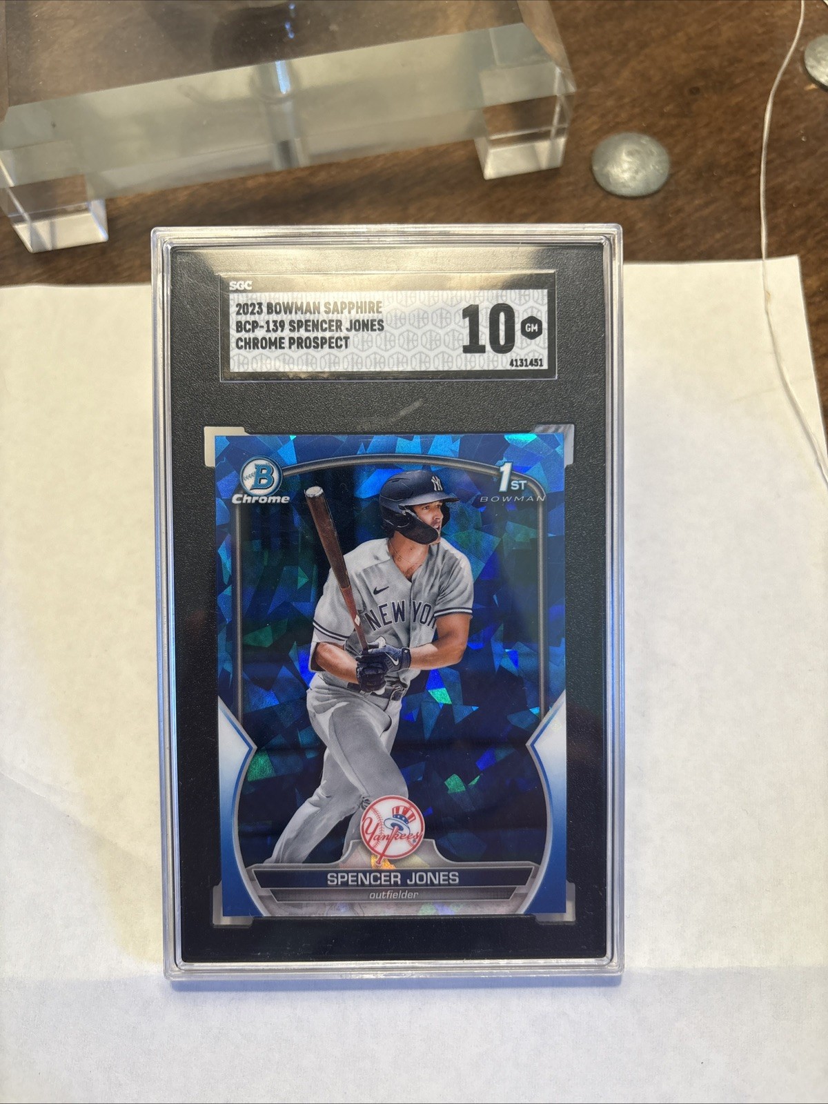 2023 Bowman Sapphire Edition Chrome Prospects Spencer Jones #BCP-139 (RC) SGC 10