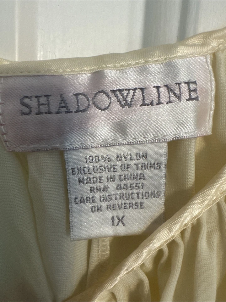 Винтажный Shadowline масло желтый вышитый акцент скольжения платье ночная рубашка 42 1 X - Изображение 4 из 4