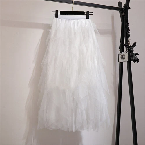Sommer Damen Tüllrock Elegant Elastische Taille Fee Lang A-Linie Tutu Röcke - Bild 19 von 39