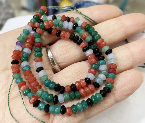 2X4mm faceted jade rondelle small beads 15.5" - Picture 56 of 56