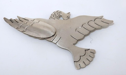 Vintage Mexico Playful Bird 925 Sterling Silver Brooch Pin, 3 1/2" Tall 17g - Picture 2 of 4