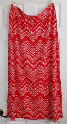 Dressbarn Woman Plus Size 1x Full Length Maxi Skirt Orange White