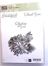 Stampin' Up Retired Heartfelt Blooms Clear Mount distinctive Stamp Set - Used