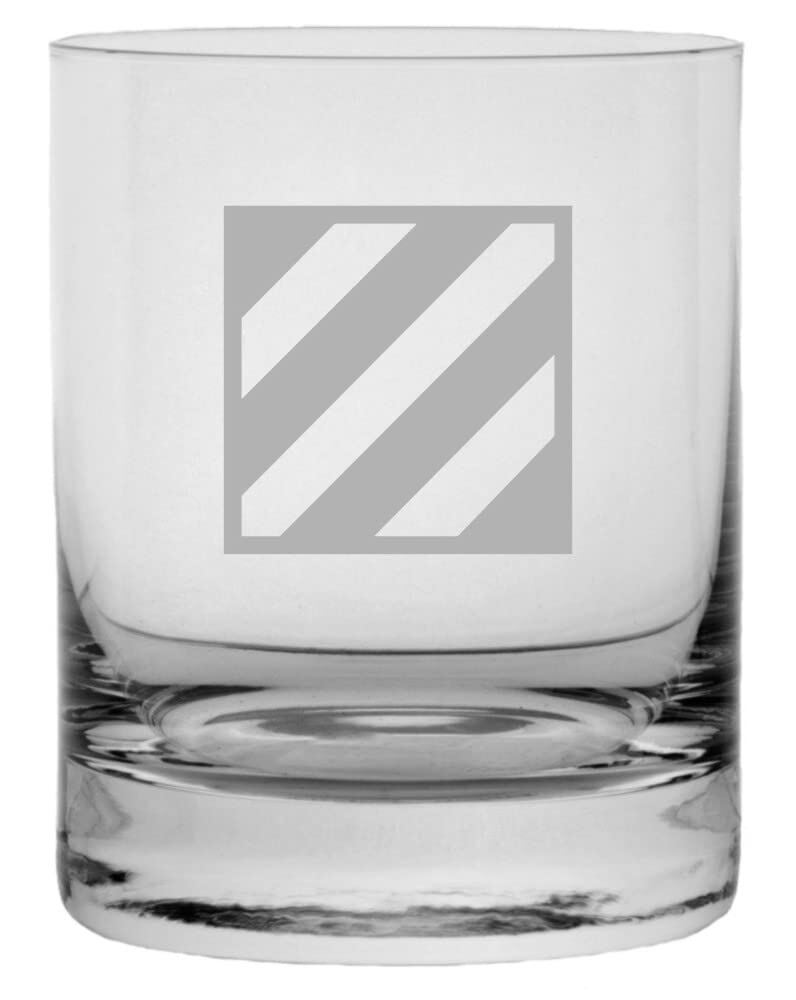 3rd Infantry Division Engraved 11oz Whisky Crystal Rocks Glass  -image