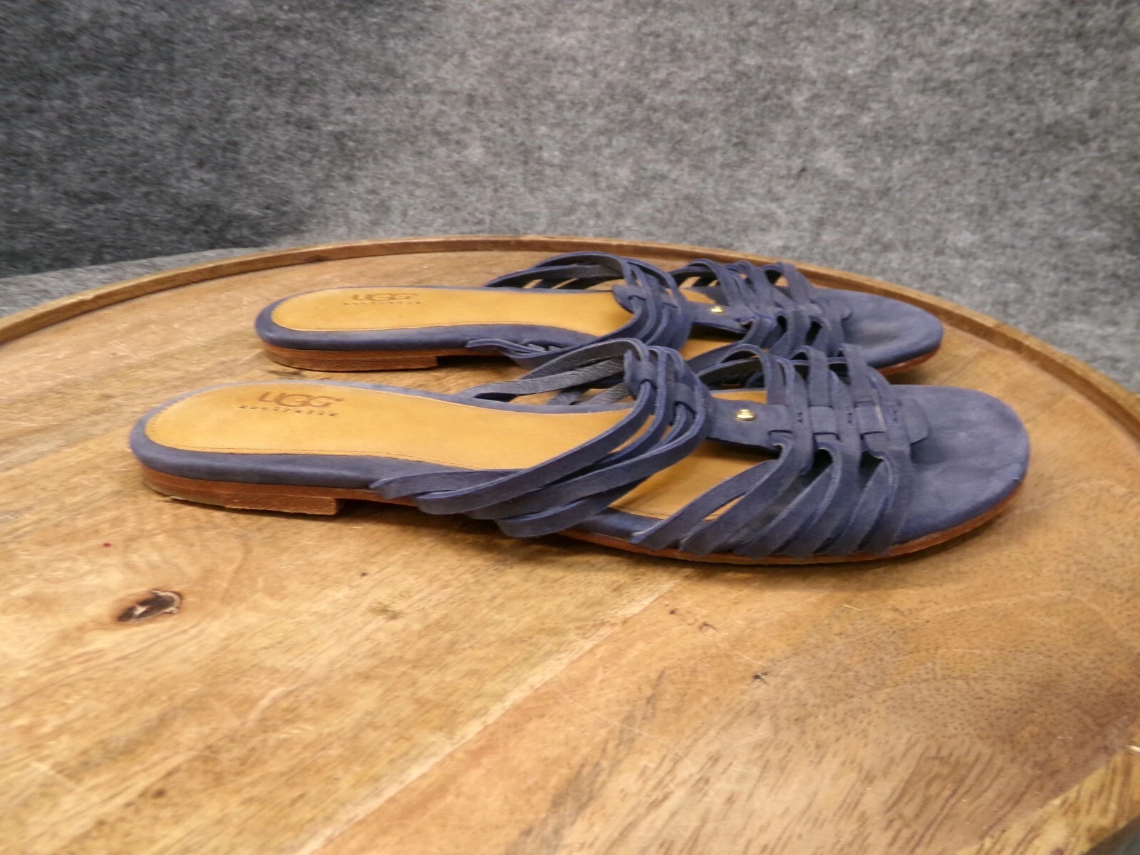 Sandali Ugg Australia Classic Kaiti Flat Blue in pelle con cinturino da donna taglia 7 US