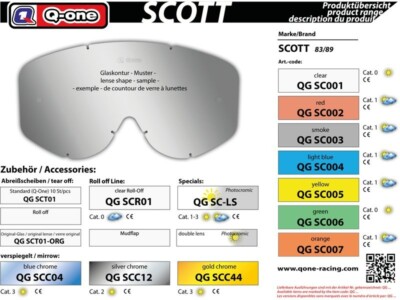 Q-ONE SCOTT 83/89 Abreißscheiben/Tearoff für Original SCOTT 10 Stück SCT01-ORG