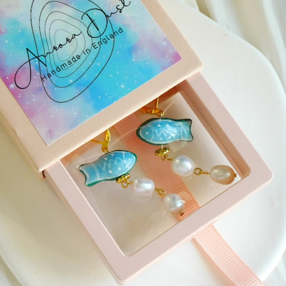 Pendientes colgantes de porcelana de perlas reales, pendientes colgantes de cerámica con perlas de agua dulce Foto 4 de 4