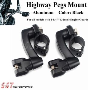 Highway Foot Pegs Footrest Mount Clamps For Harley 1 1/4" Softail Dyna Touring