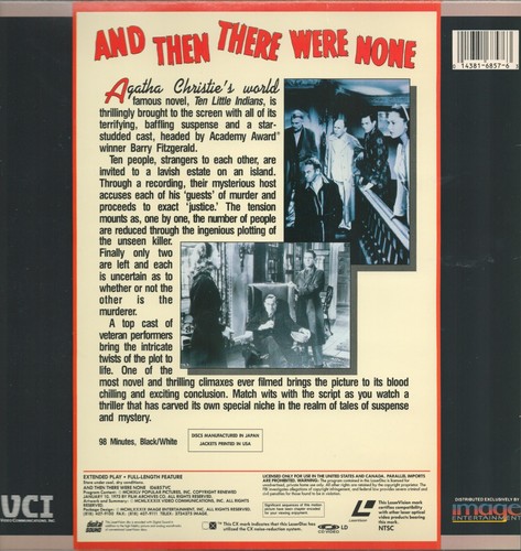 And Then There Were None Laser Disc 1945 VCI Laserdisc - Picture 2 of 2