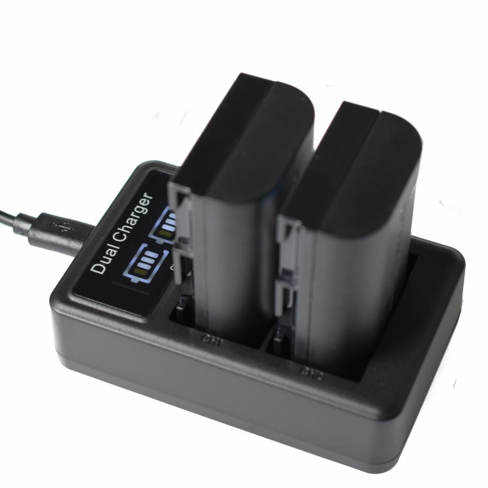 2 Batterie E Caricabatterie USB Doppia Slot Per Canon LP-E6 LP-E6N – 1800mAh