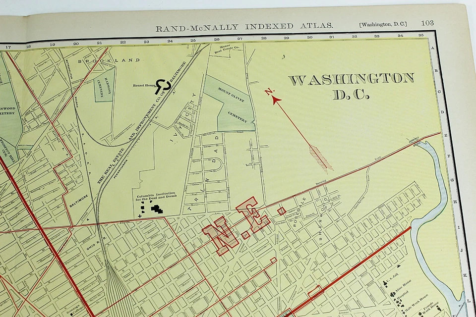 WASHINGTON D C City Map Rand McNally 1901 Railroad RR Business Large Folio - Image 2 of 4