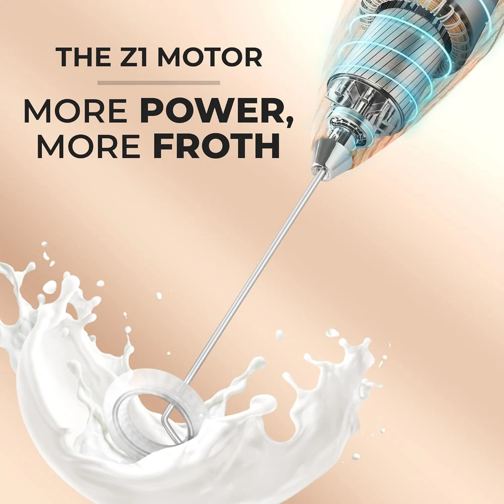 Milk Frother Wand – Powerful Handheld Electric Whisk with 2 Durace