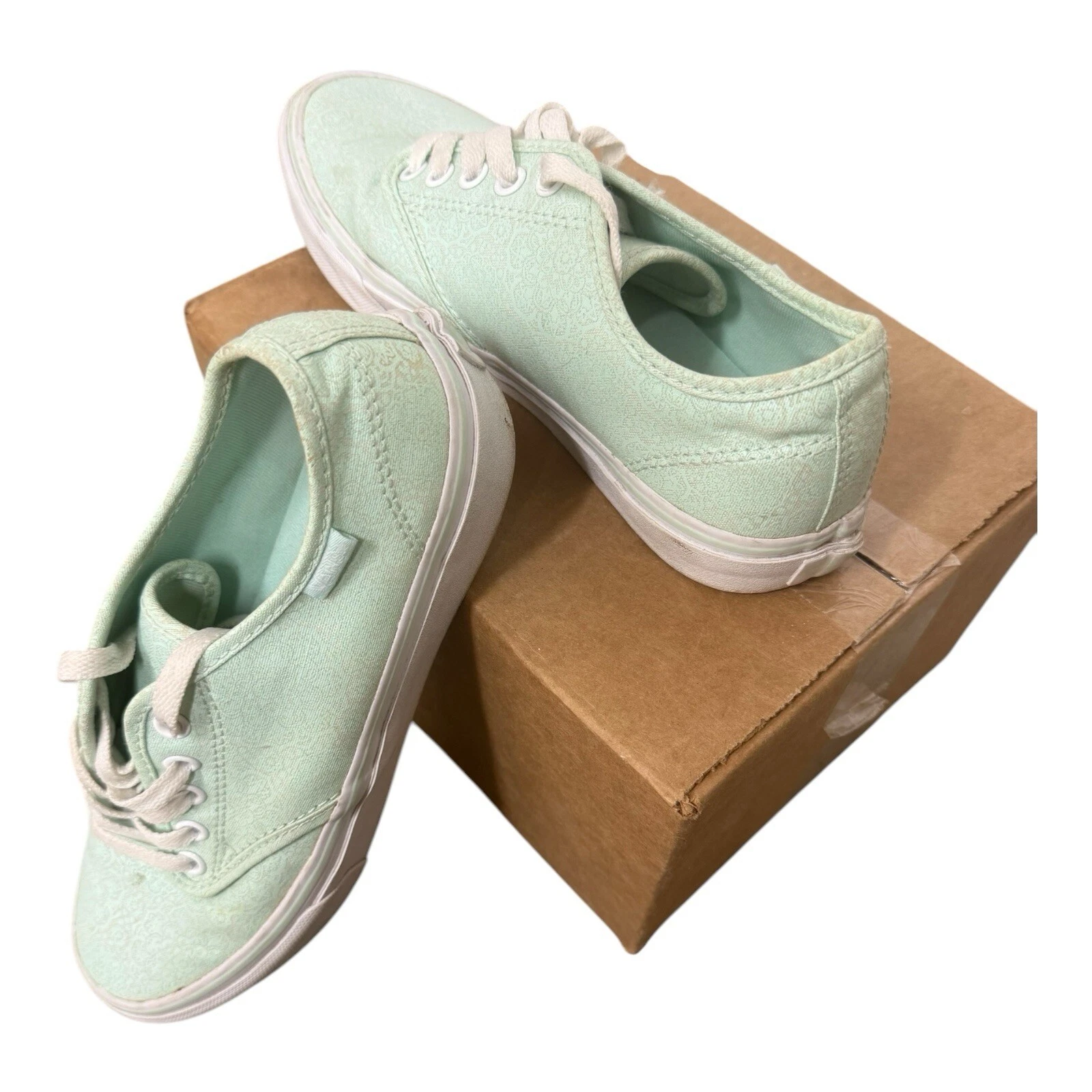 Sneakers stringate originali Vans taglia 7 blu verde donna Camden arazzo