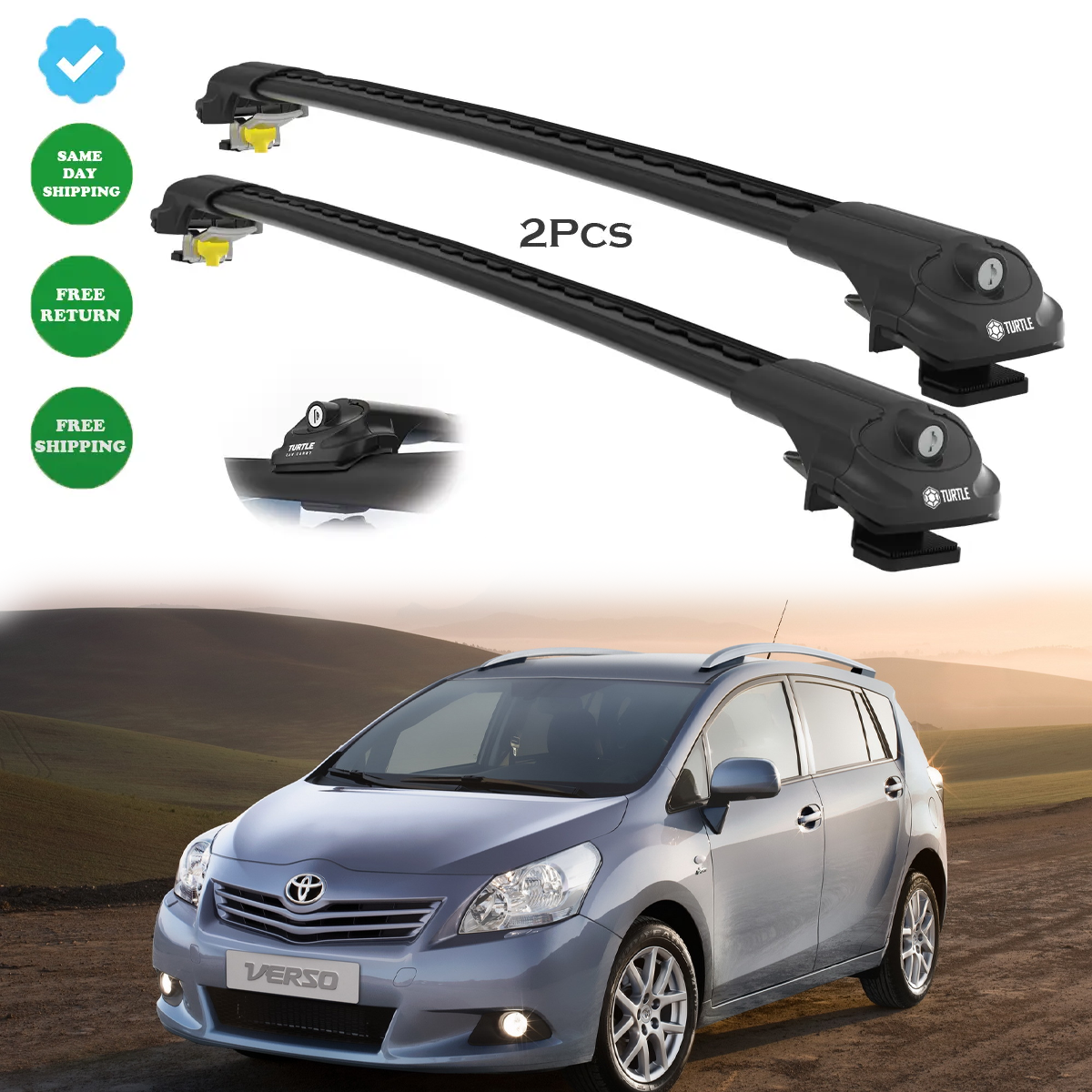 For Toyota VERSO (AR20) 2009-2018 Black Cross Bars Roof Rack Easy