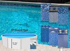 15' x 48" Round Unibead 20 Gauge Swimming Pool Liner - (Choose Pattern)