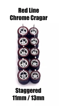 5x HW 55 Gasser Wheels w/ Redline Rubber Tires for 1/64 Chrome Cragar 11/13