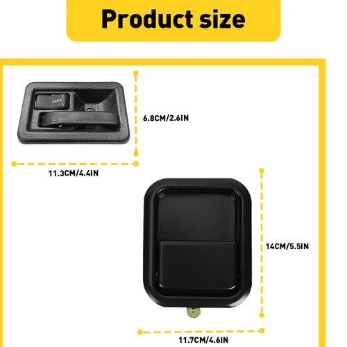 Door Handle Black Inside & Outside Kit Set of 4 for 1997-2004 Jeep Wrangler - Bild 3 von 10