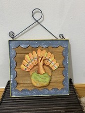 Thanksgiving Turkey Fall Wall/Door Hanging Sign Plaque Farmhouse Country