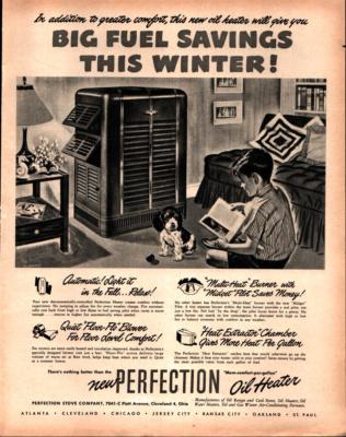 1948 Perfection Oil Heater Boy in Room Puppy Dog Appliance Vintage Print Ad  550 | eBay