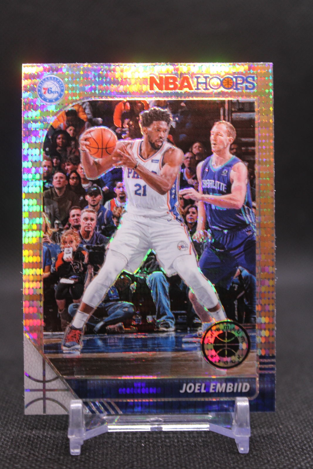 Joel Embiid #145 2019-20 Hoops Premium Stock Prizms Pulsar Philadelphia 76ers