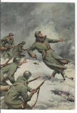 WWI Italian Art Military Postcard Heroic Death of General Ugo Carolis 1941