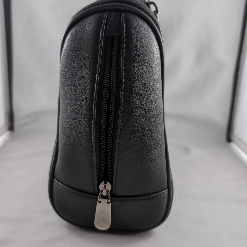 MANCINI Leather Travel Bag Black Toiletry Over Door Hook 11x8" Ex Condition B108 Foto 3 de 4