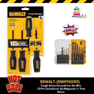 DeWalt Tough Series Screwdriver Set 4Pcs (DWHT65101) +Free Bonus