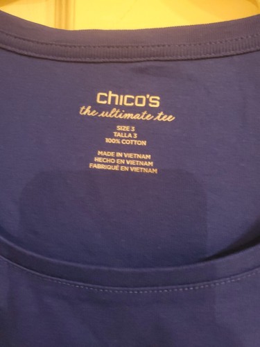 Chico's The Ultimate Tee Savannah Shirttail New Size 3 Blue - Picture 2 of 8