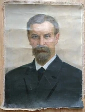 Rare Vintage Oil Painting Portrait USSR Socialist realism Scientist Timiryazev