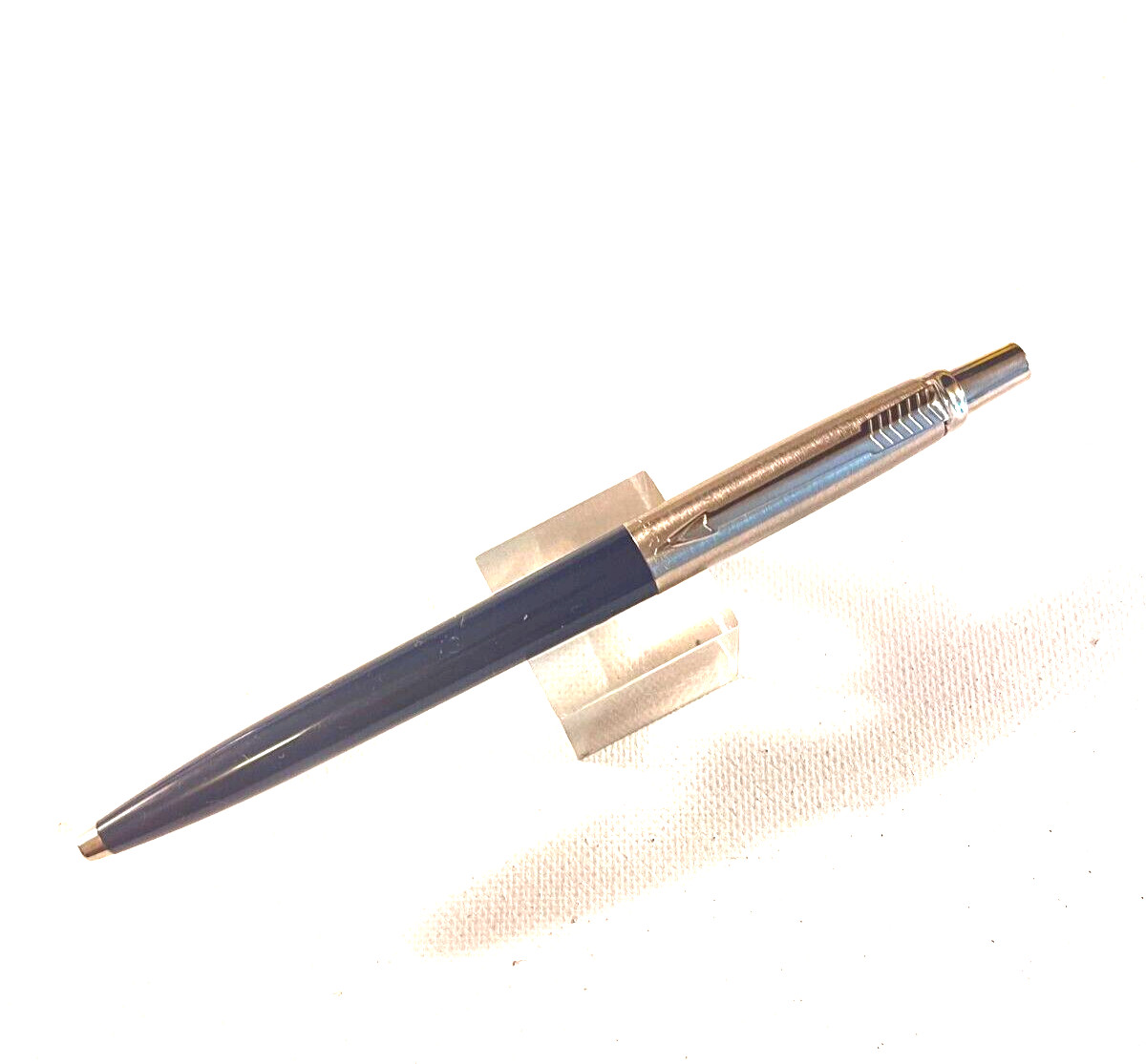 Vintage Navy Blue Parker Jotter Ball Pen Recessed Button Old Mark Near Perfect