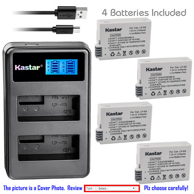 Kastar Battery LCD Dual Charger for Canon LP-E8 LC-E8 Canon EOS Rebel T5i Camera