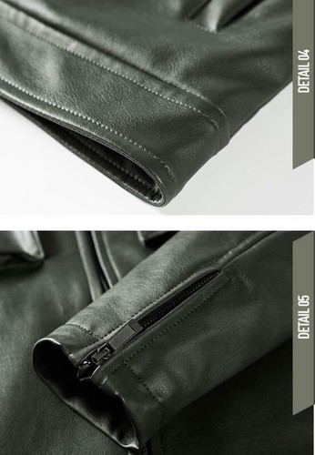 Mens Slim Fit Leather Jackets Biker Jacket Fashion Motorcycle Coat Outwears Tops - Picture 7 of 13