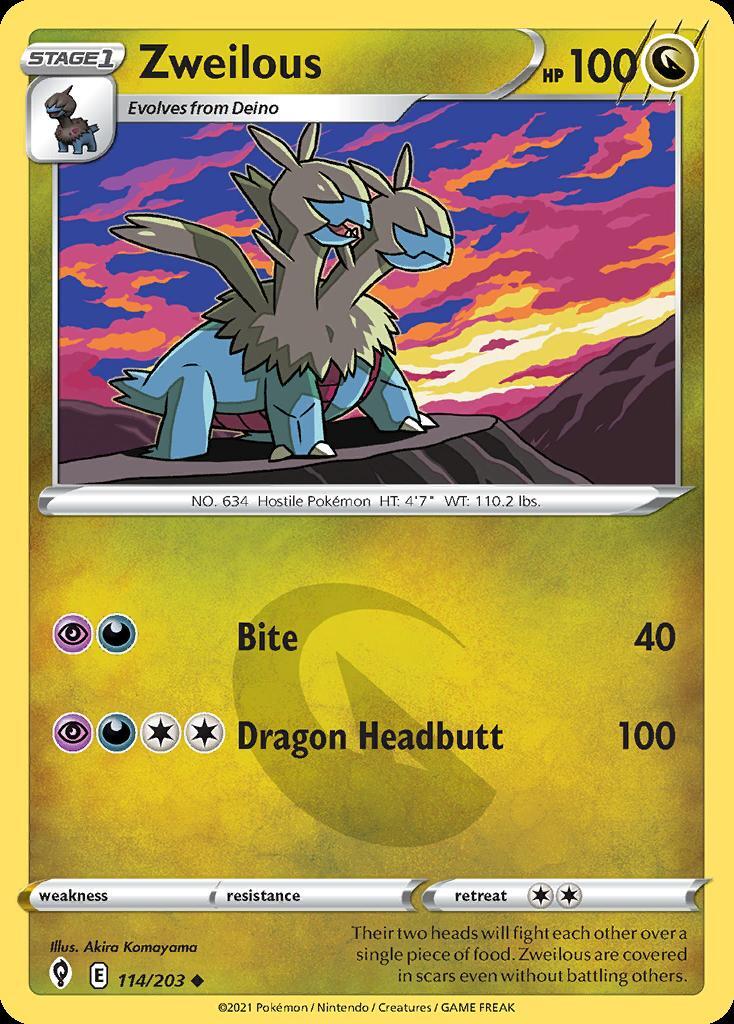 Pokemon Zweilous (114/280) Evolving Skies LP REVERSE HOLO