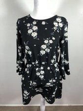 Divided Dress Womens 4 Black Floral Long Ruffle Sleeve