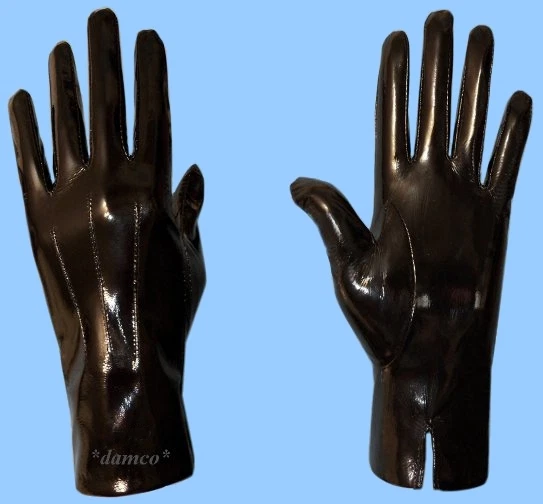 NEW MENS size 7.5 BLACK PATENT GENUINE LAMBSKIN LEATHER DRESS GLOVES-SILK LINING