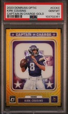 2023 Kirk Cousins Optic Captain In Charge Gold Prizm PSA 10 SSP # /10 Select