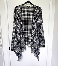 Torrid Size 2 Black White Plaid Fringe Button...