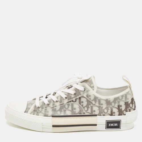 Baskets à lacets Dior gris/blanc toile et maille Walk'n'Dior taille 45