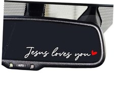 3 x Jesus Loves You Rear View Mirror Decal, Faith Car Mirror Decal, Bible