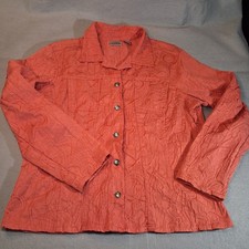 Salmon Chico's Textured Front Button Light Jacket Size 2