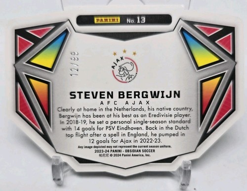2023-24 Panini Obsidian Soccer STEVEN BERGWIJN Vitreous Electric Etch Orange /99 - Afbeelding 4 van 5