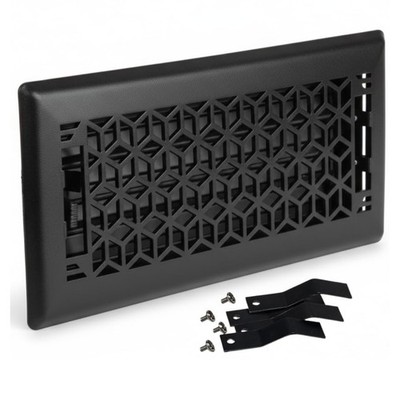4'' x 12'' Vector Design Steel Floor Register in Textured Black Finish with mou...